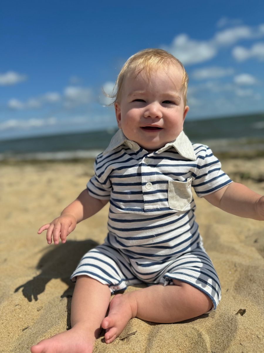 SALTASH Navy/White Polo Romper - Joy