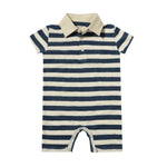 SALTASH Navy/White Striped Slub Polo Romper - Joy