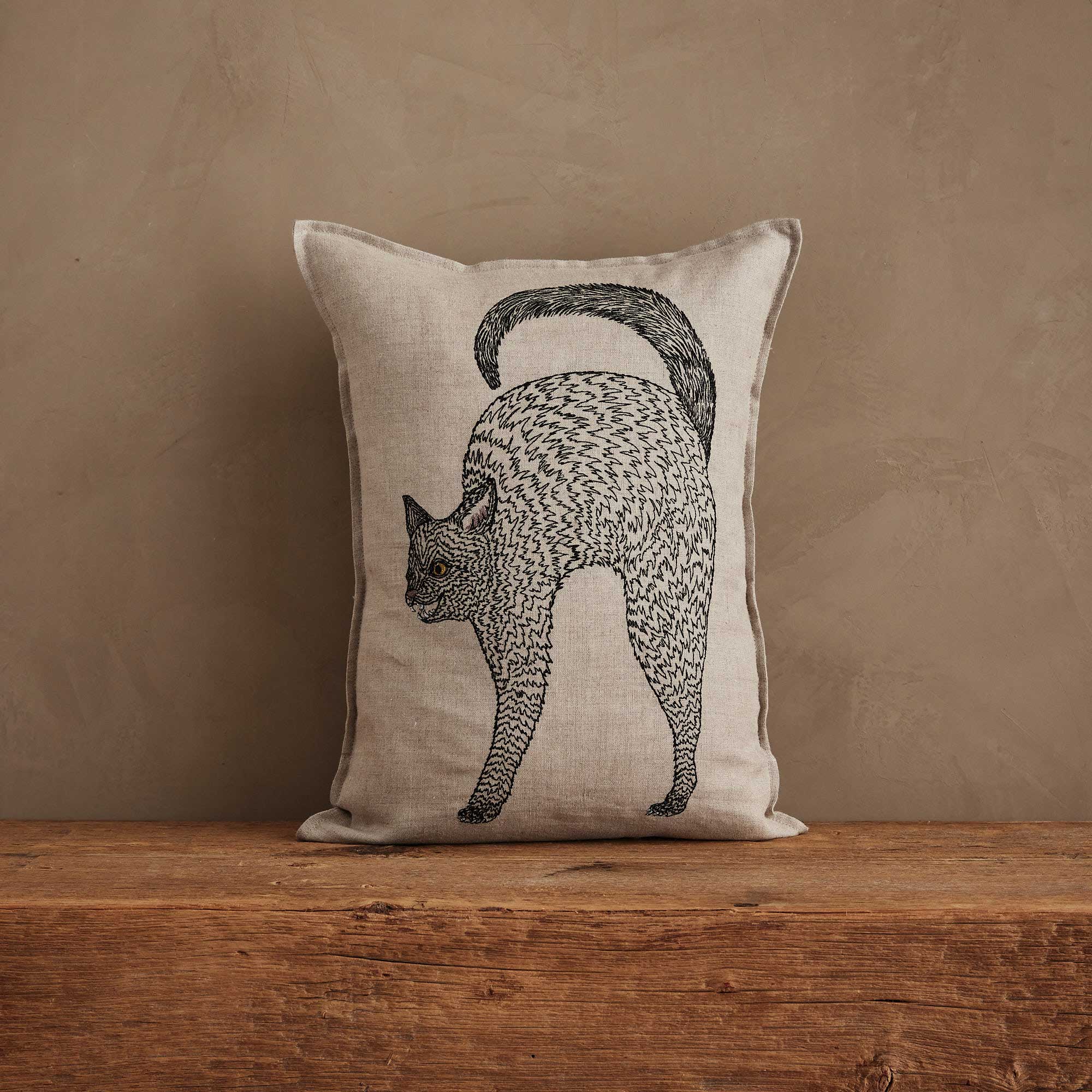 Scaredy Black Cat Pillow - Joy