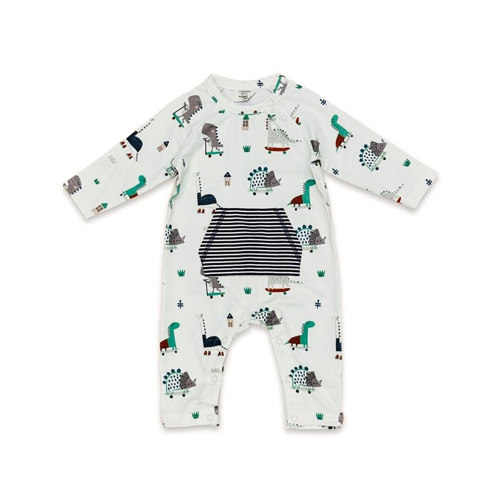 Skater Dino Kangaroo Pocket Baby Jumpsuit - Joy