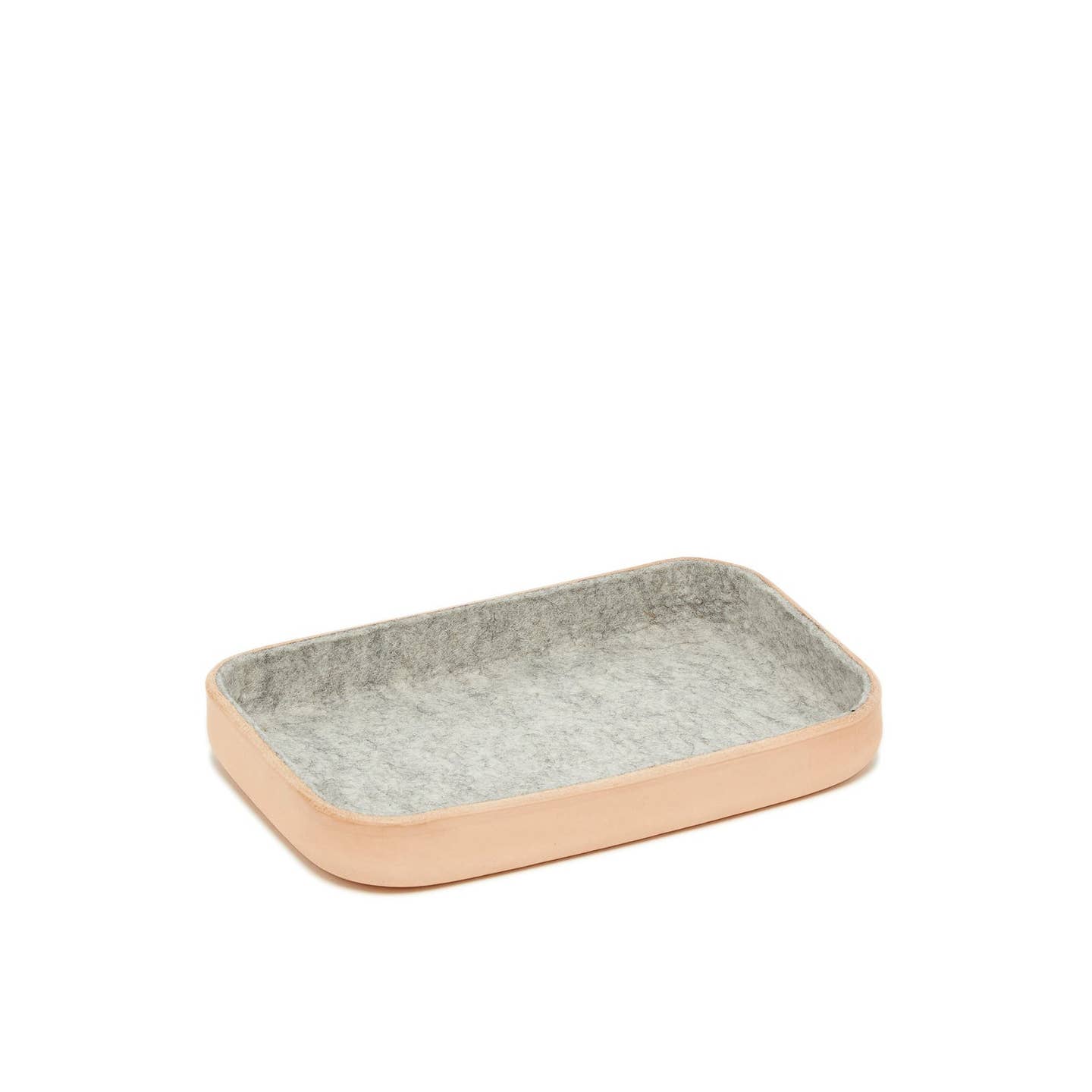Small Kawabon Leather/Merino Wool Felt Tray Granite, Natural - Joy Gift Shoppe