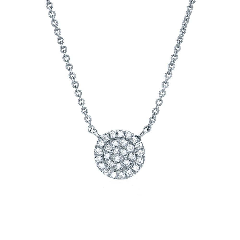 Small Pave Disc Necklace - 6.5mm - Joy Gift Shoppe