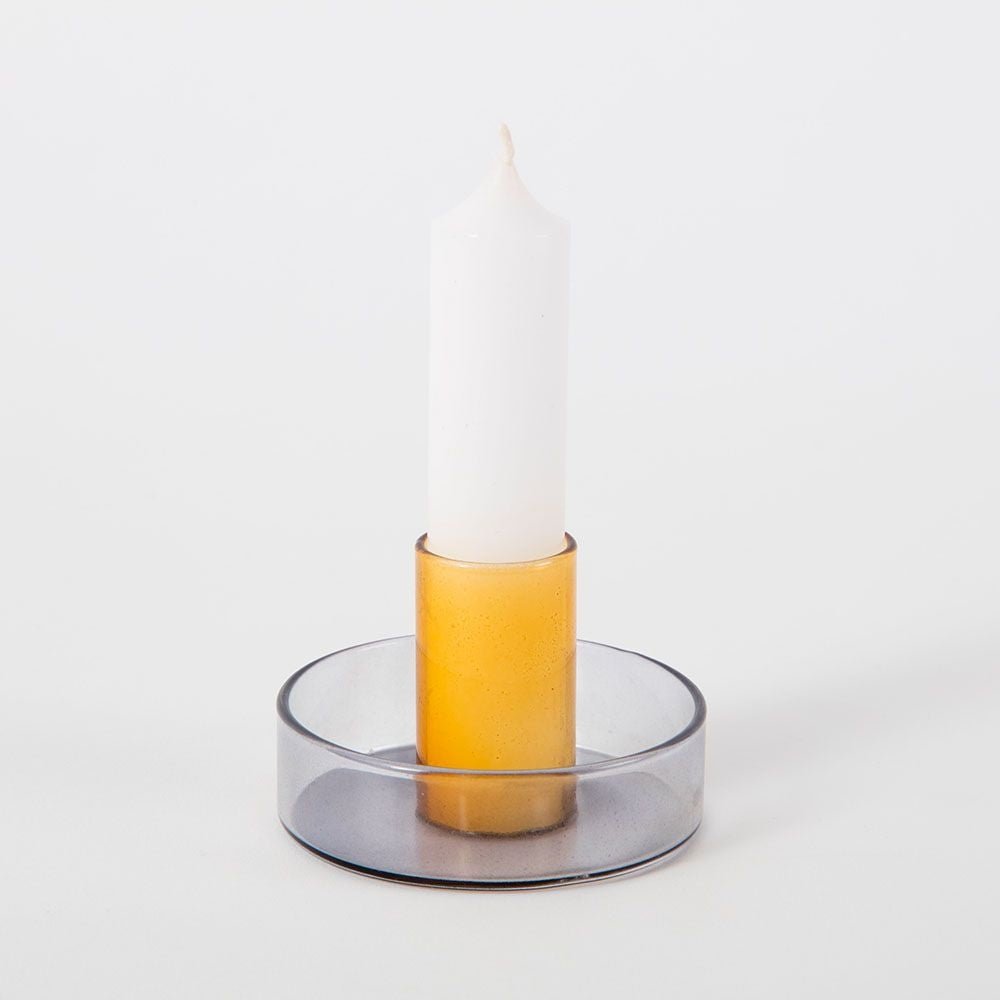 Smoke/Amber Glass Candle Holder - Joy