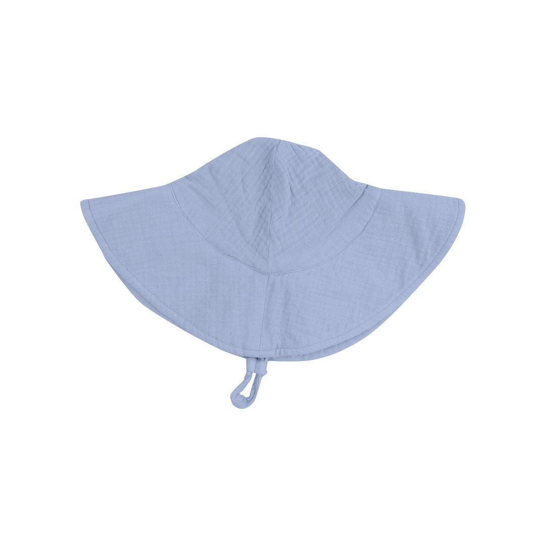 Solid Muslin Dusty Blue Wide Brim Sunhat - Joy
