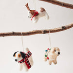 Spot Felted Festive Pup Ornament - Joy