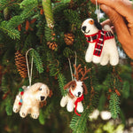 Spot Felted Festive Pup Ornament - Joy