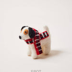 Spot Felted Festive Pup Ornament - Joy