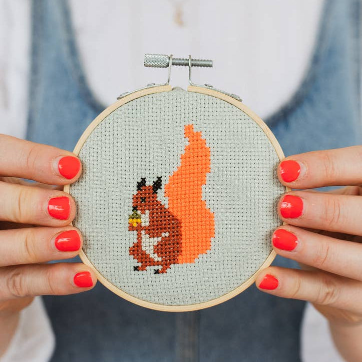 Squirrel Cross Stitch Kit - Joy