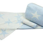 Stars Organic Cotton Baby Blanket and Burp Cloth Set - Sky Blue - Joy