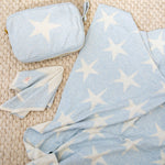 Stars Organic Cotton Baby Blanket and Burp Cloth Set - Sky Blue - Joy