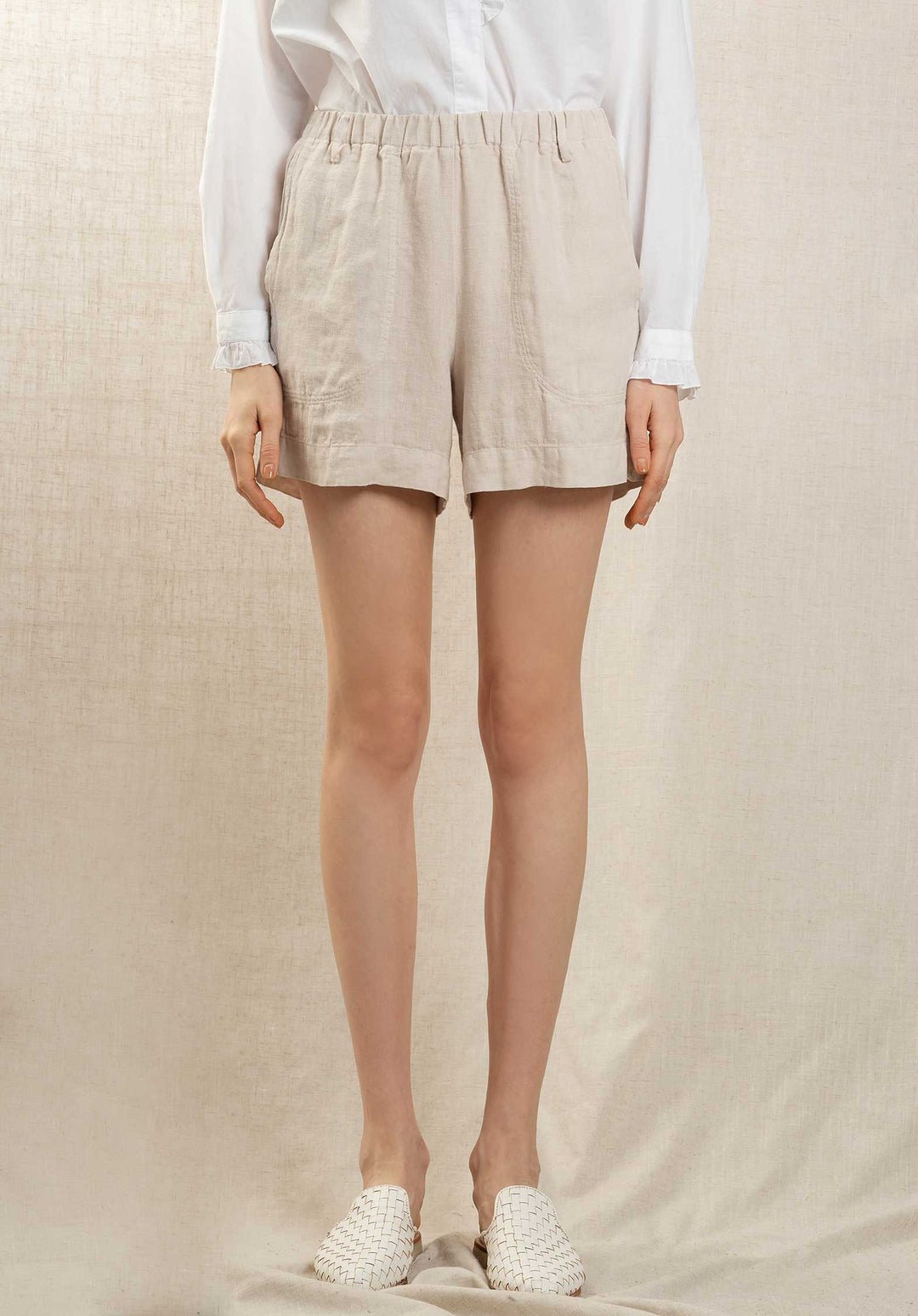Stefi Woven Shorts - Stone - Joy