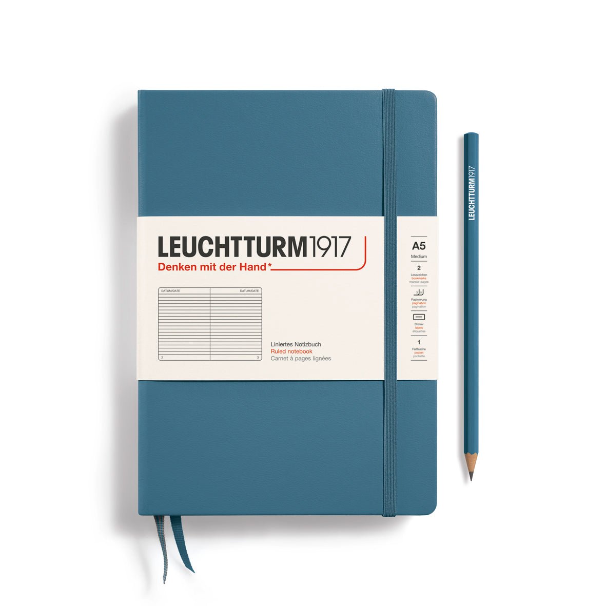 Stone Blue Medium Hardcover Notebook - Ruled - Joy