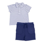 Stripe Vintage Navy Rib Shirt & French Terry Short - Joy
