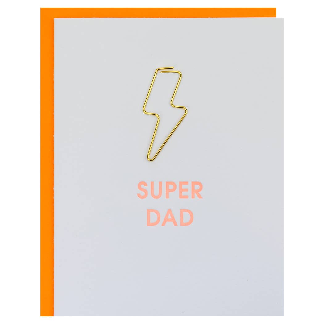 Super Dad - Lightning Bolt Letterpress Paperclip Greeting Card - Father's Day - Joy