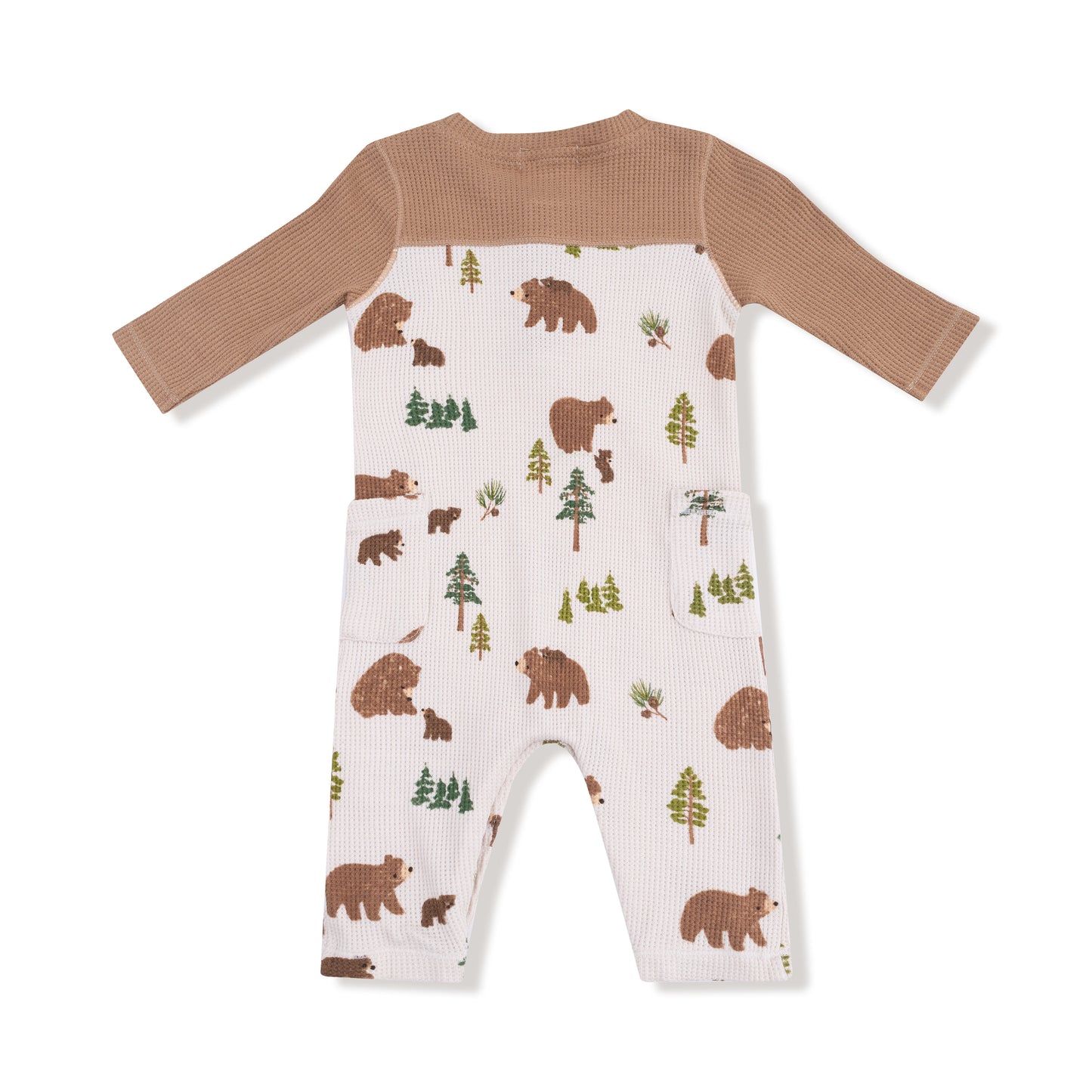 Sweet Brown Bears Romper with Contrast Sleeves - Joy