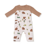 Sweet Brown Bears Romper with Contrast Sleeves - Joy