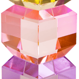 Tall Cubed Crystal Candle Holder, Violet/Light Pink/Butter - Joy
