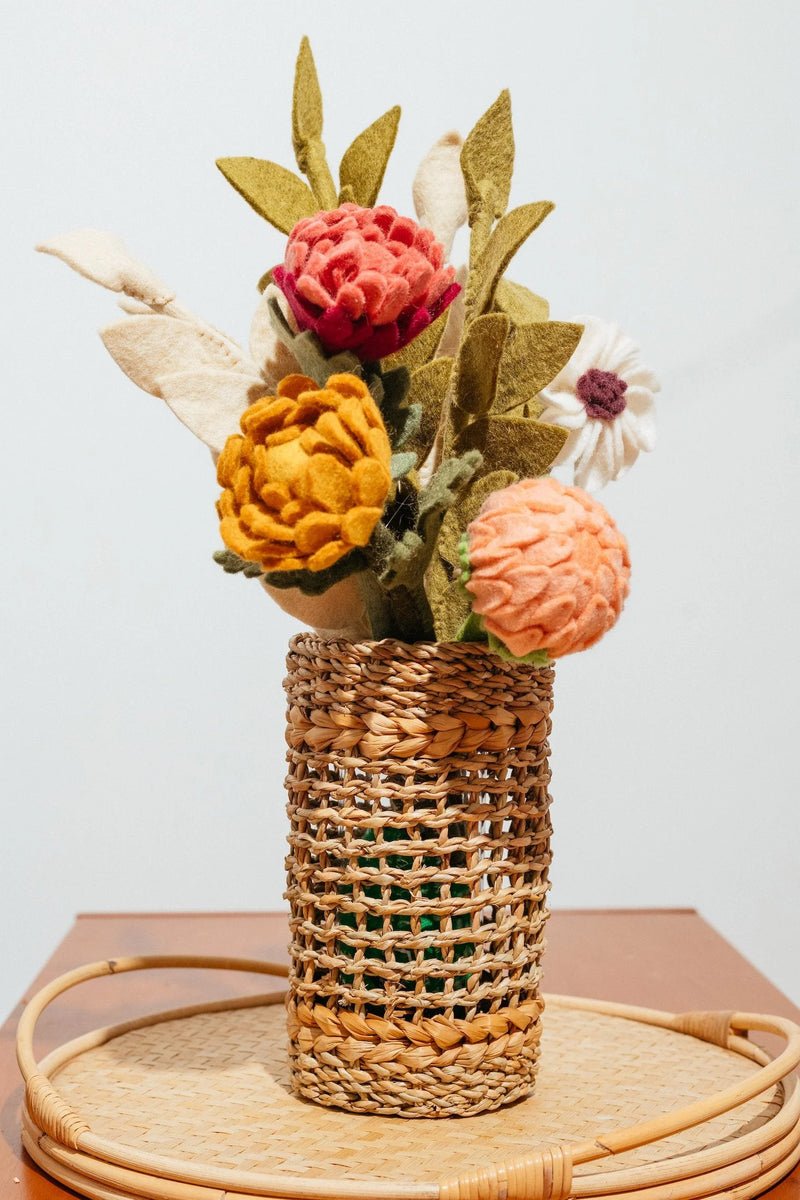 Tall Woven Vase with Glass Insert - Joy Gift Shoppe
