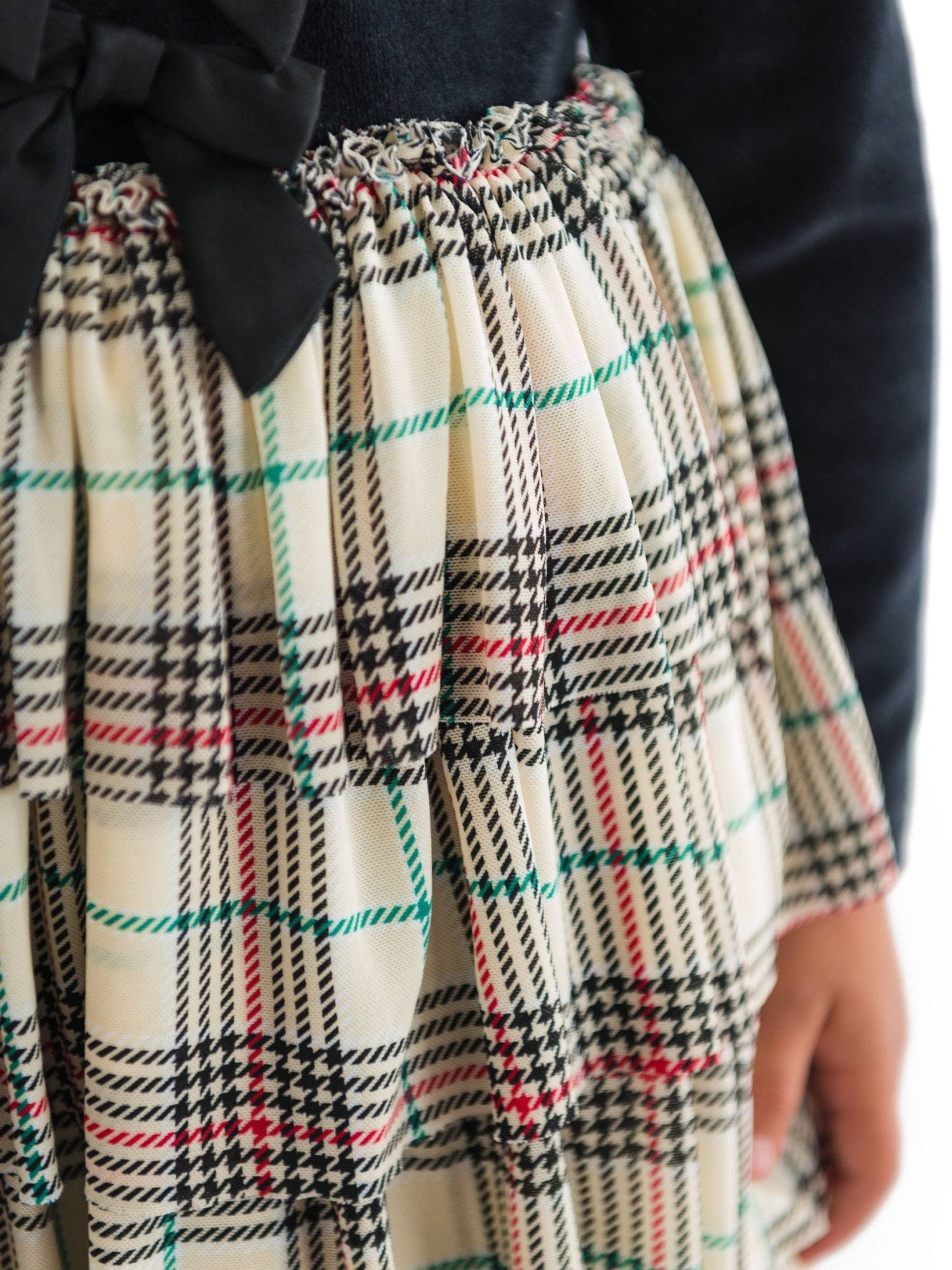 Tannen Plaid Velour & Tulle LS Twirl Dress | 3T - Joy