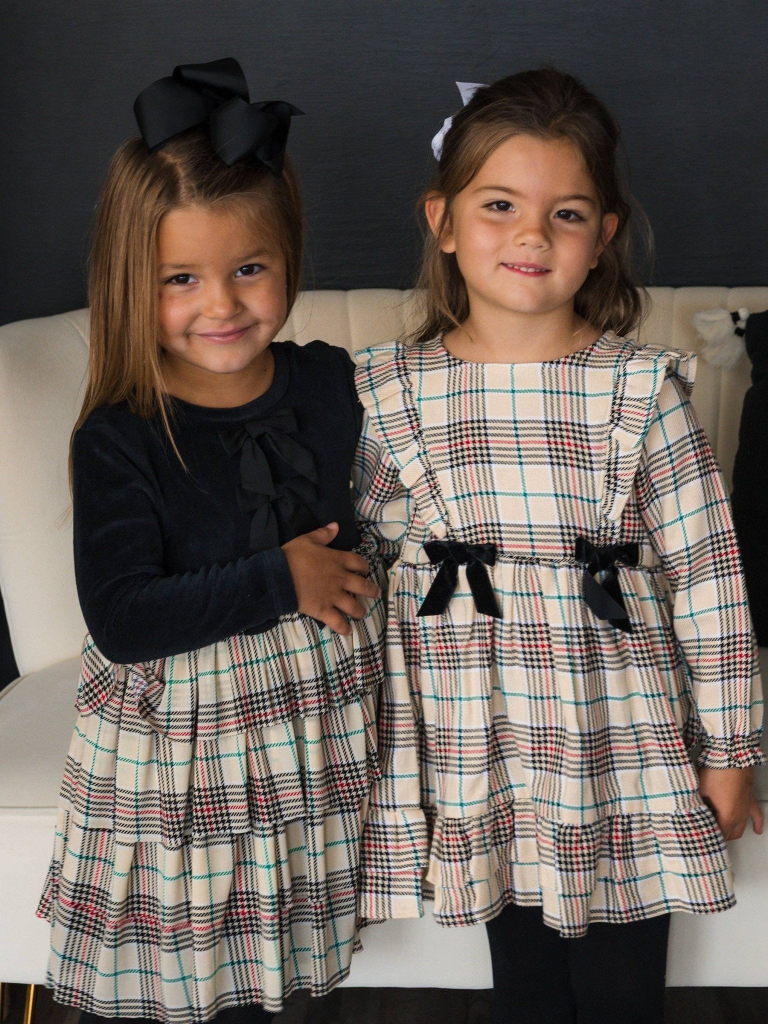 Tannen Plaid Velour & Tulle LS Twirl Dress | 4T - Joy