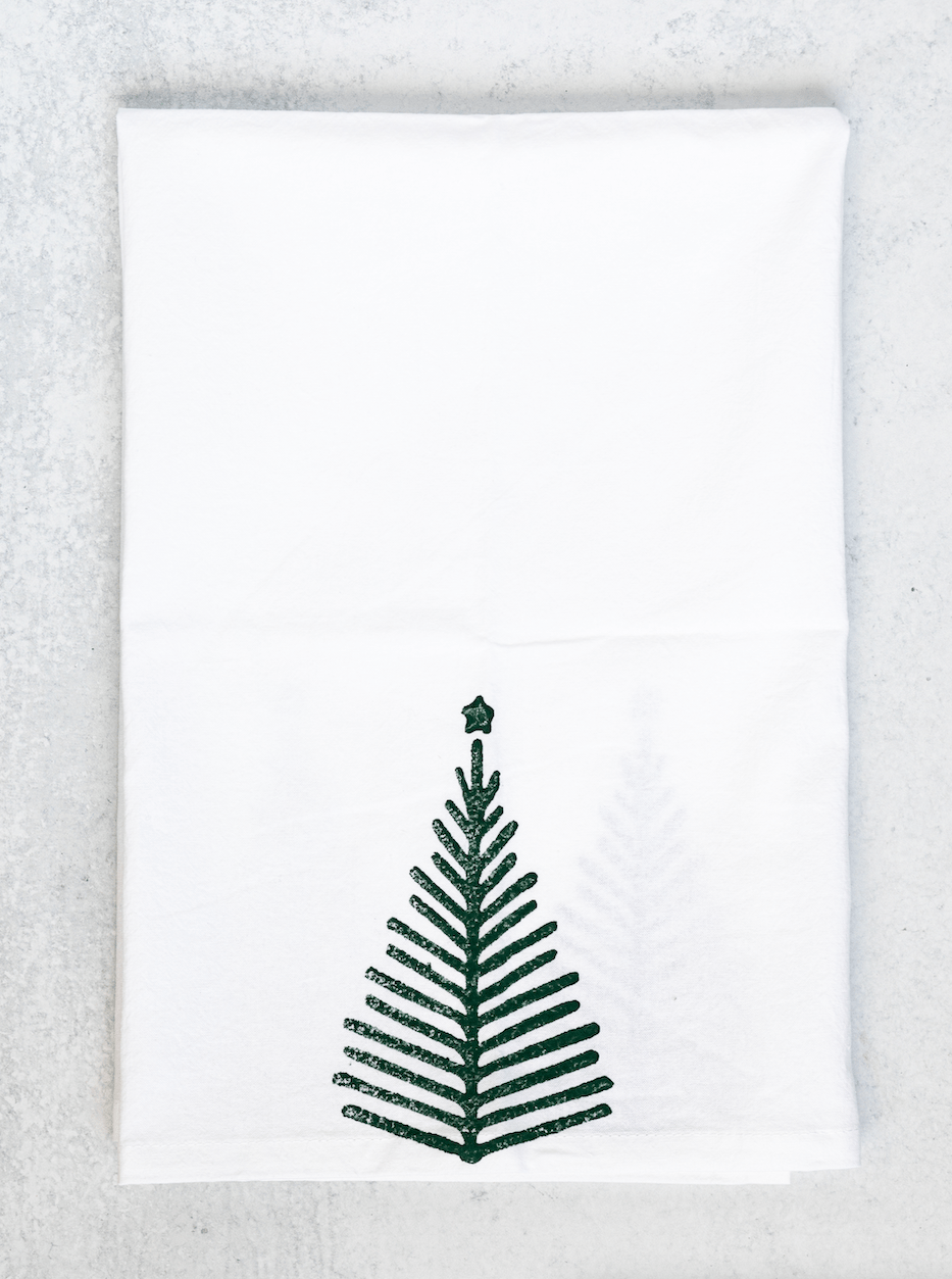 Tea Towel - Christmas Tree, Evergreen - Joy