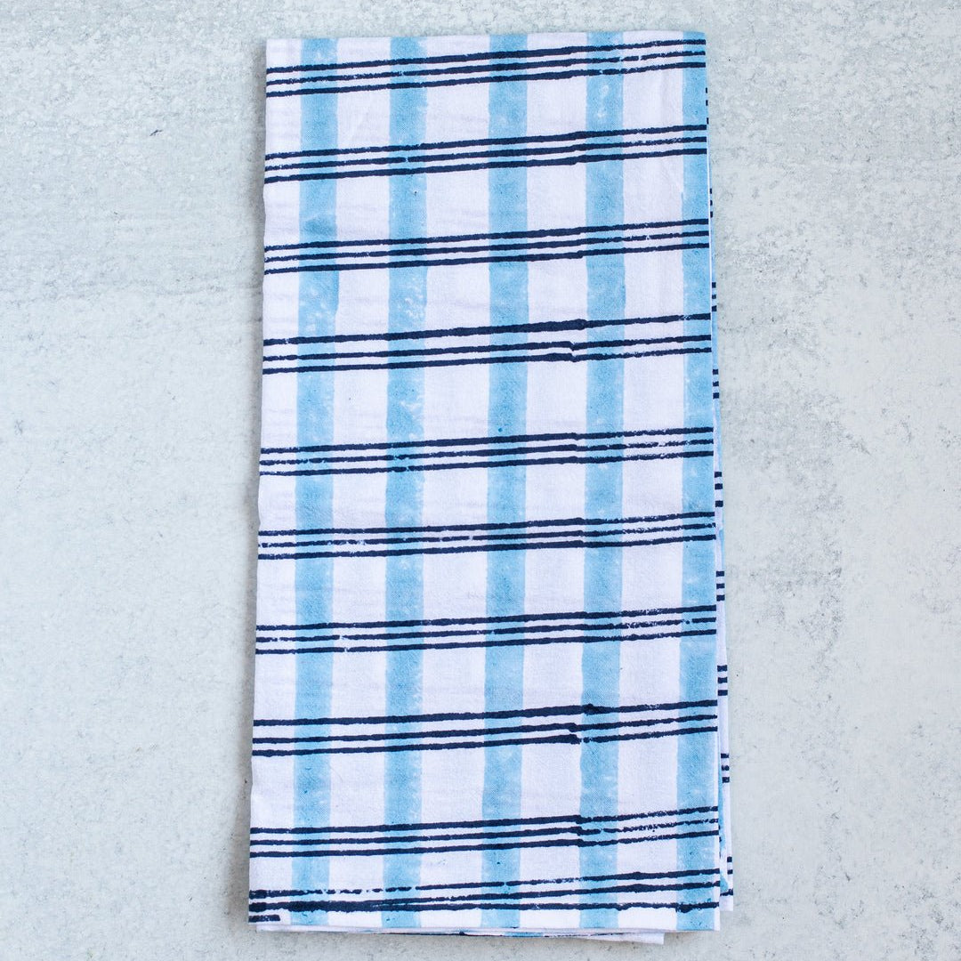 Tea Towel - Plaid, Navy & Uniform Blue - Joy