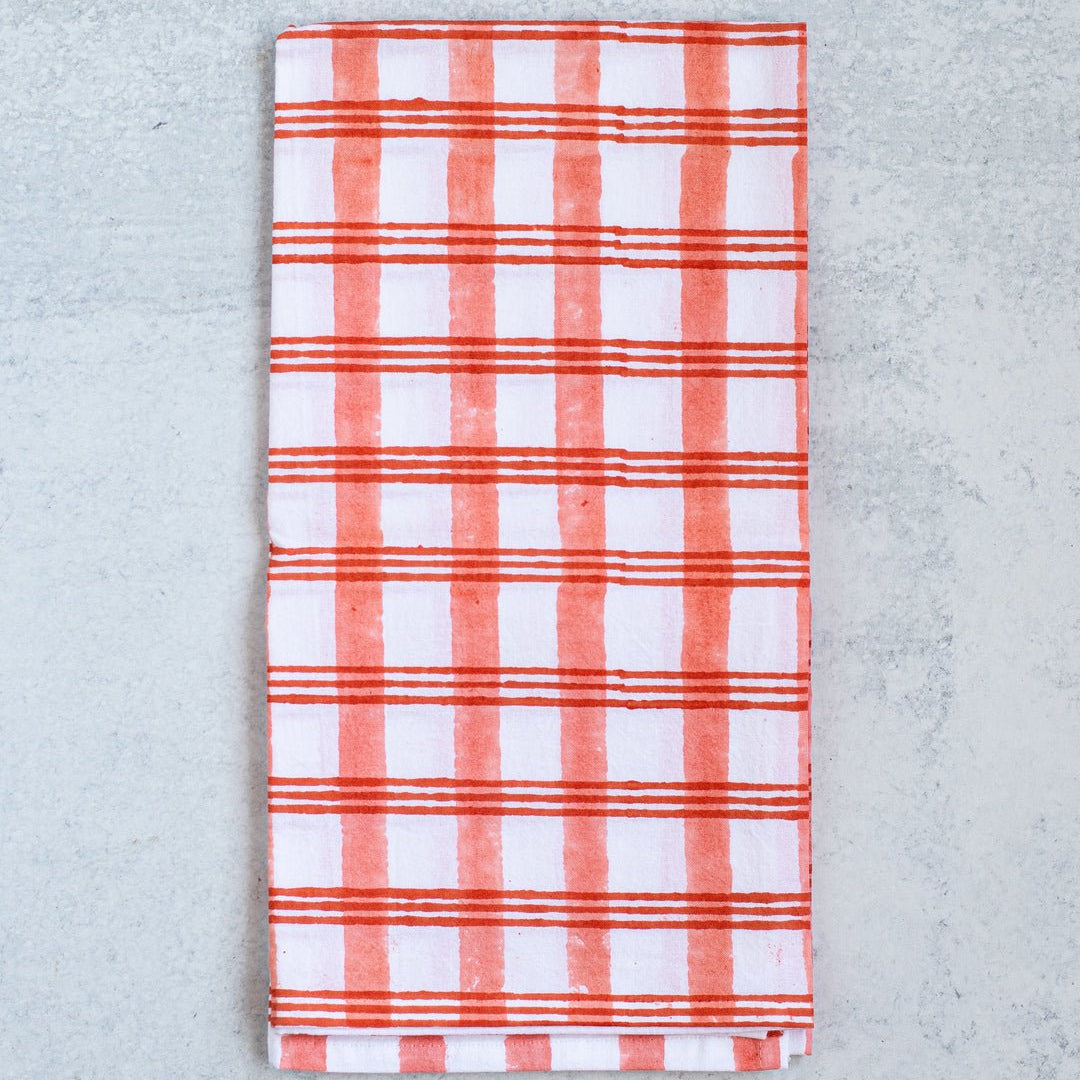 Tea Towel - Plaid, Orange & Melon - Joy