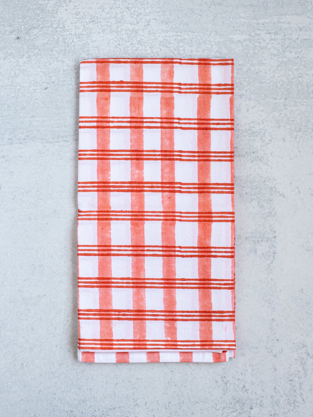 Tea Towel - Plaid, Orange & Melon - Joy