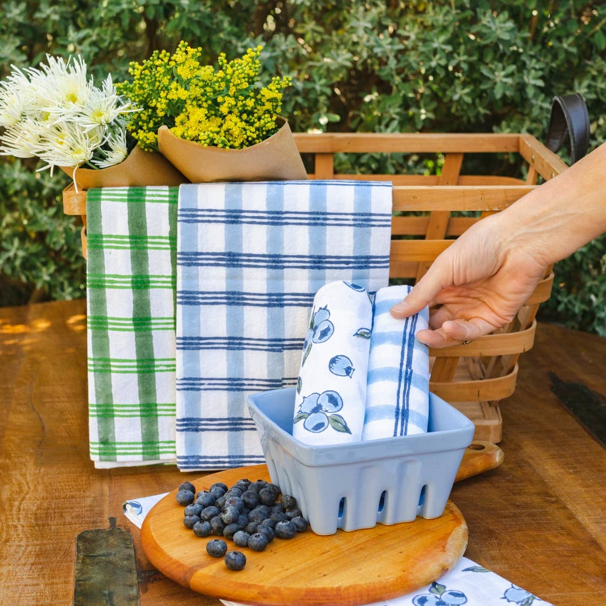Tea Towel - Plaid, Sage & Vine - Joy