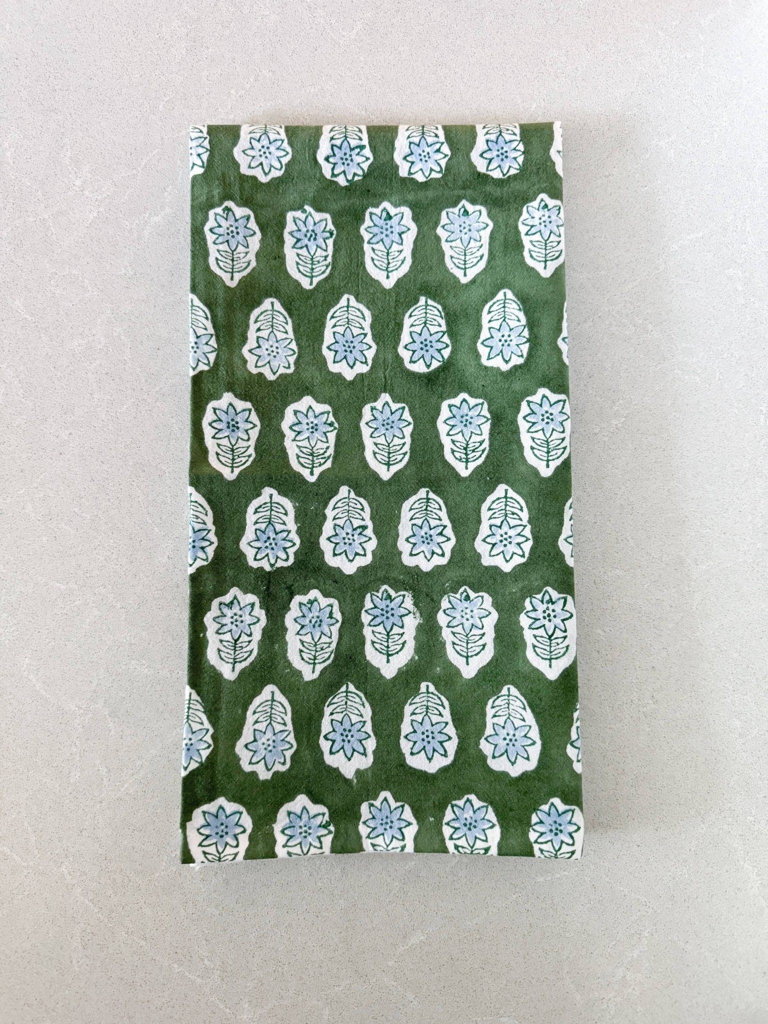 Tea Towel - Poinsettia, Evergreen & Uniform Blue - Joy