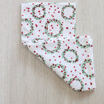 Tea Towel - Wreath, Evergreen & Red - Joy