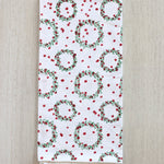 Tea Towel - Wreath, Evergreen & Red - Joy