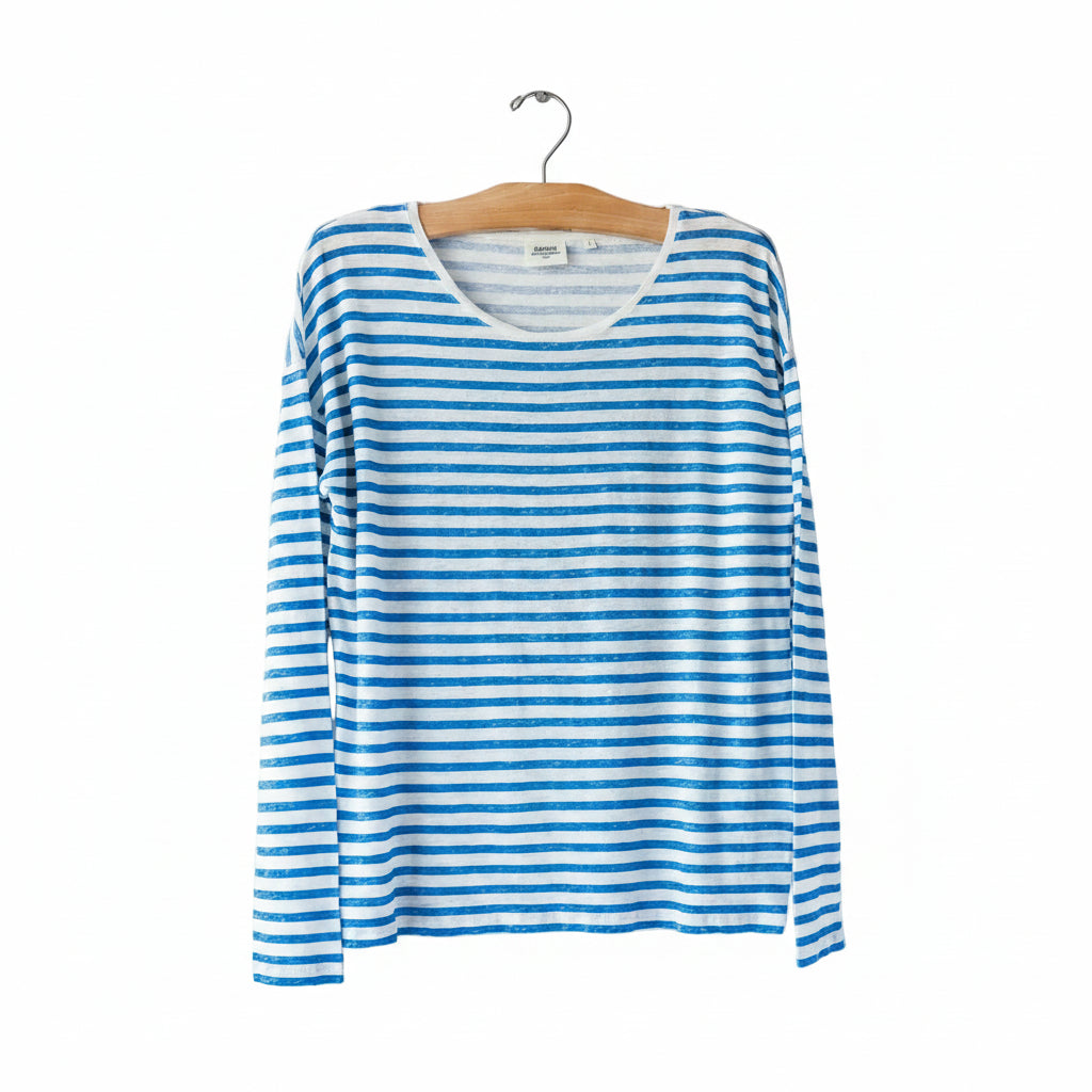 Tessy LS Knit T-Shirt - Ecru & Pacific - Joy