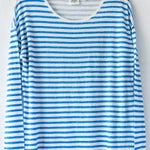 Tessy LS Knit T-Shirt - Ecru & Pacific - Joy