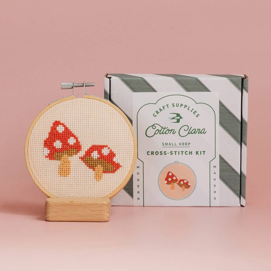 Toadstool Cross Stitch Kit - Red - Joy
