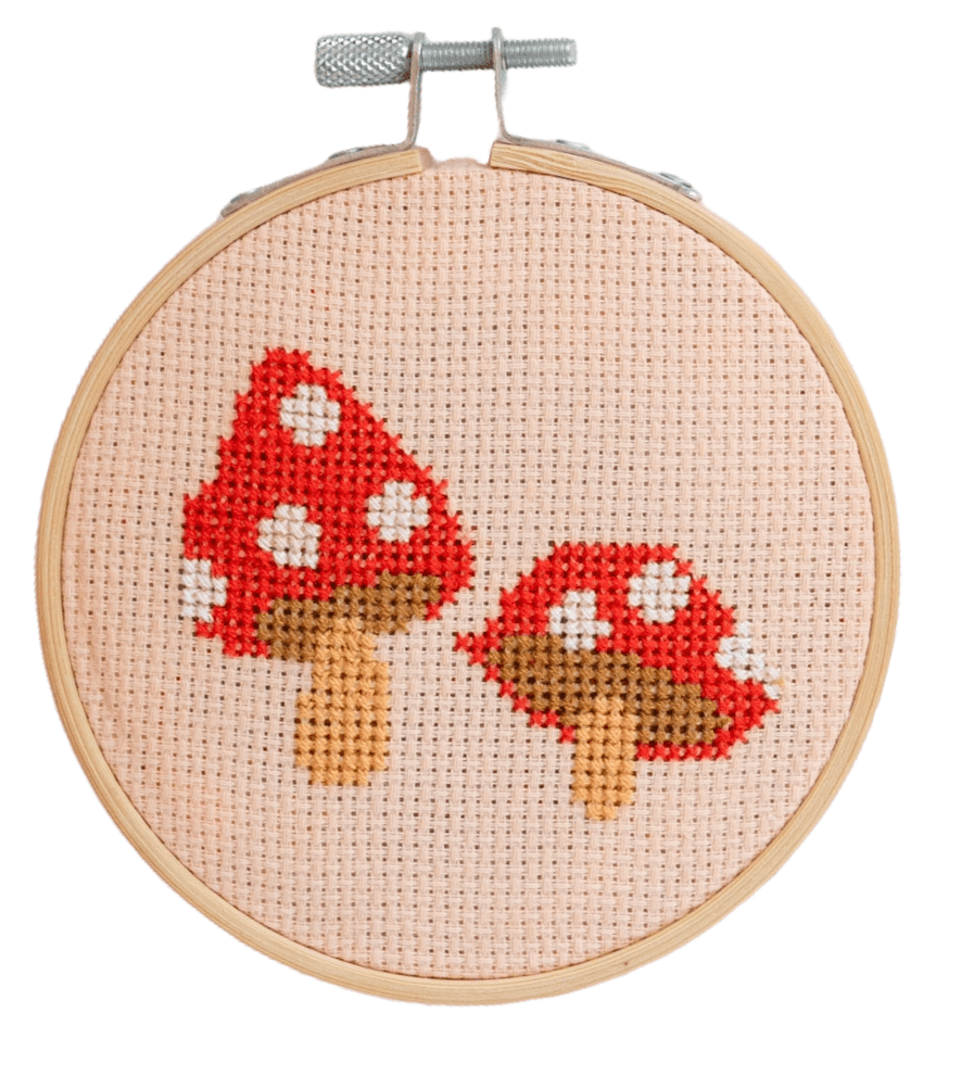 Toadstool Cross Stitch Kit - Red - Joy
