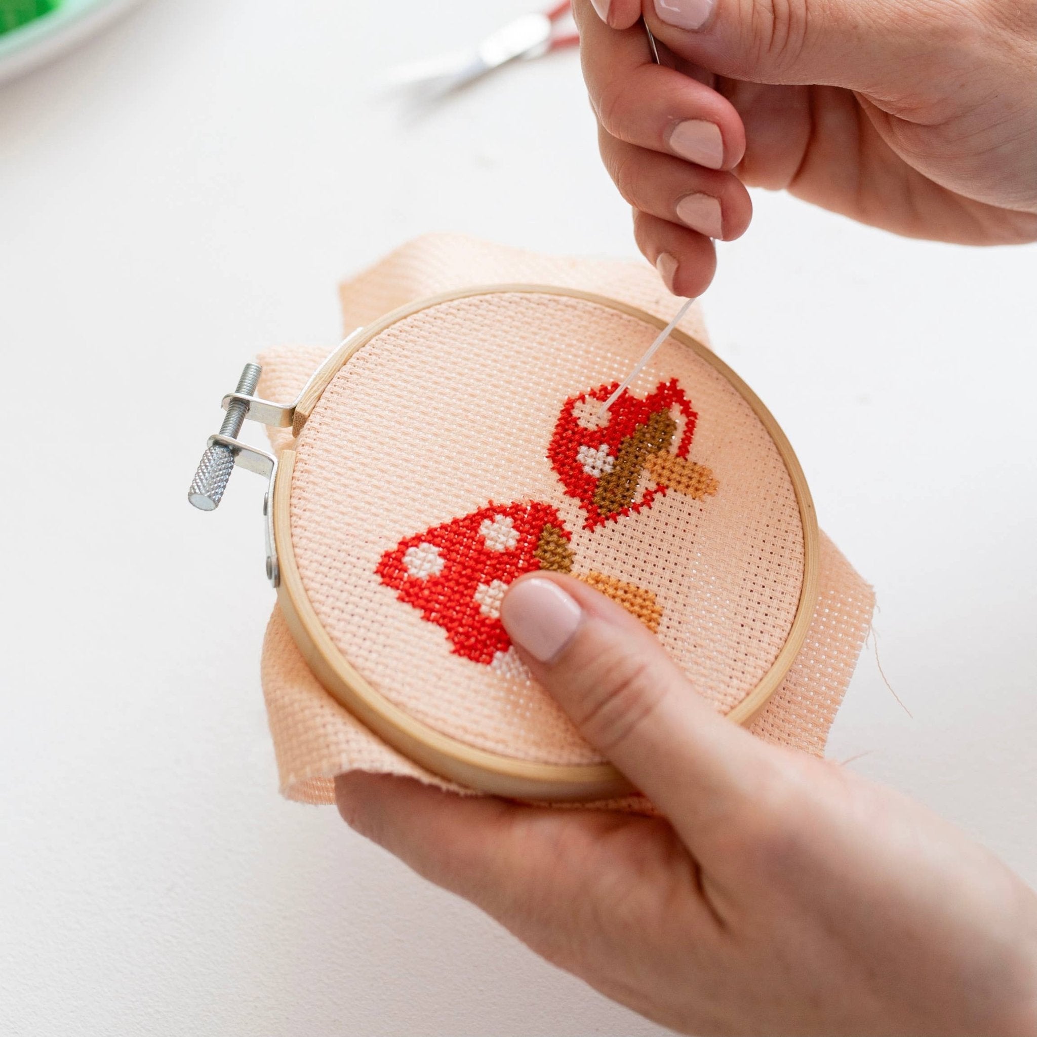 Toadstool Cross Stitch Kit - Red - Joy