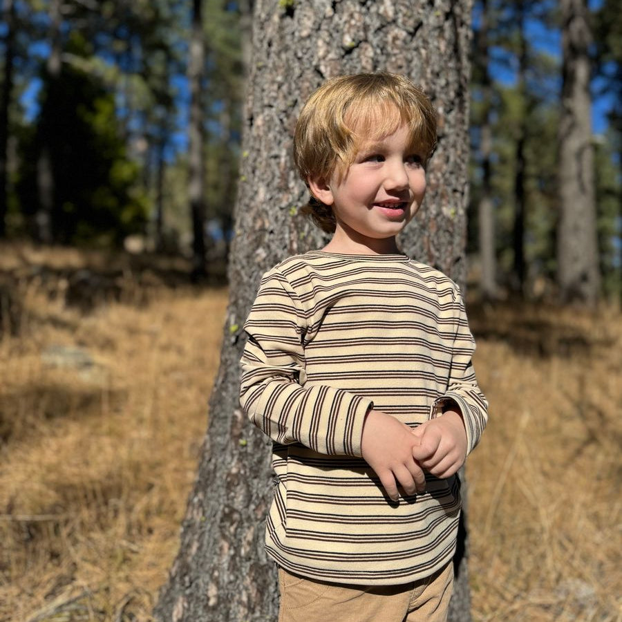 TOBY Brown/Cream Stripe Tee - Boys - Joy