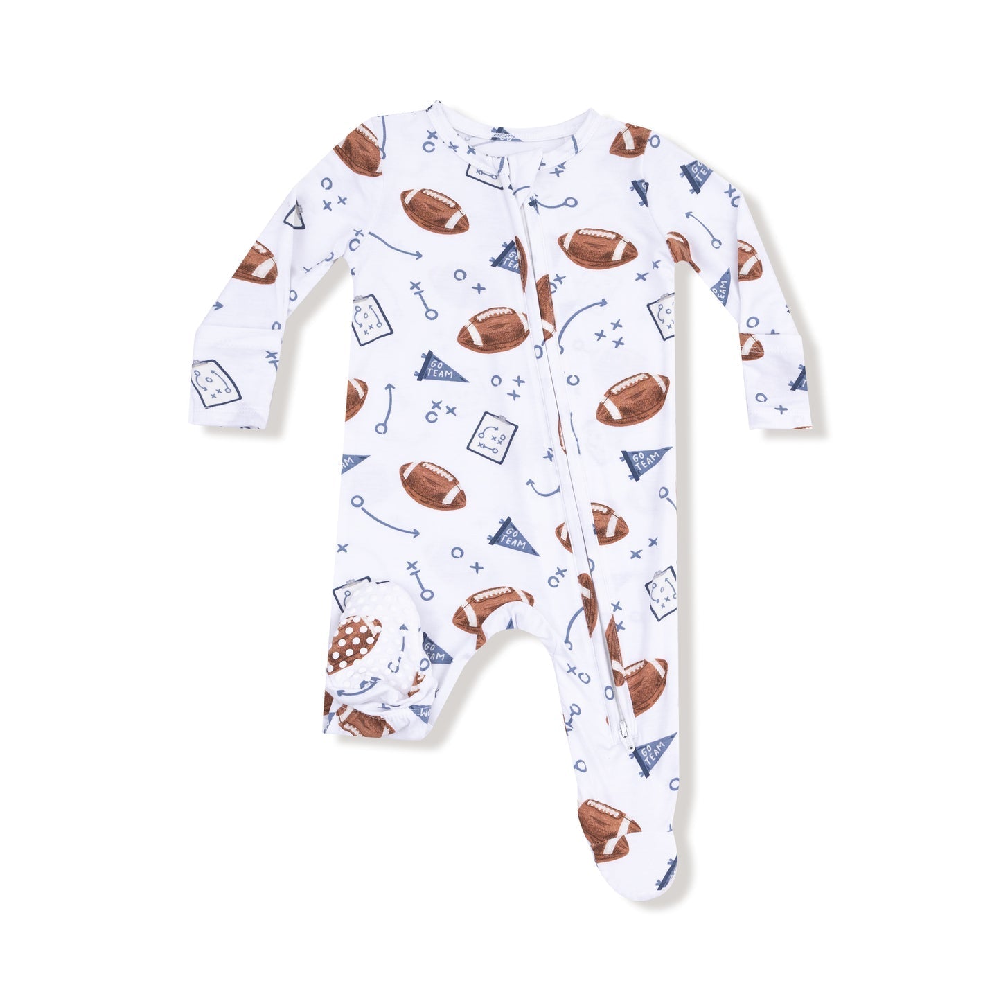 Touchdown Time - Navy 2 Way Zipper Footie 3 - 6M - Joy