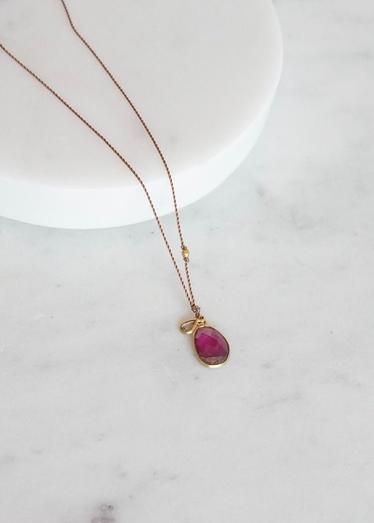 Tourmaline/Diamond Slice Necklace - Joy Gift Shoppe