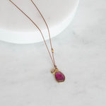 Tourmaline/Diamond Slice Necklace - Joy Gift Shoppe
