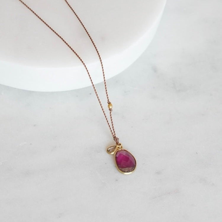 Tourmaline/Diamond Slice Necklace - Joy Gift Shoppe