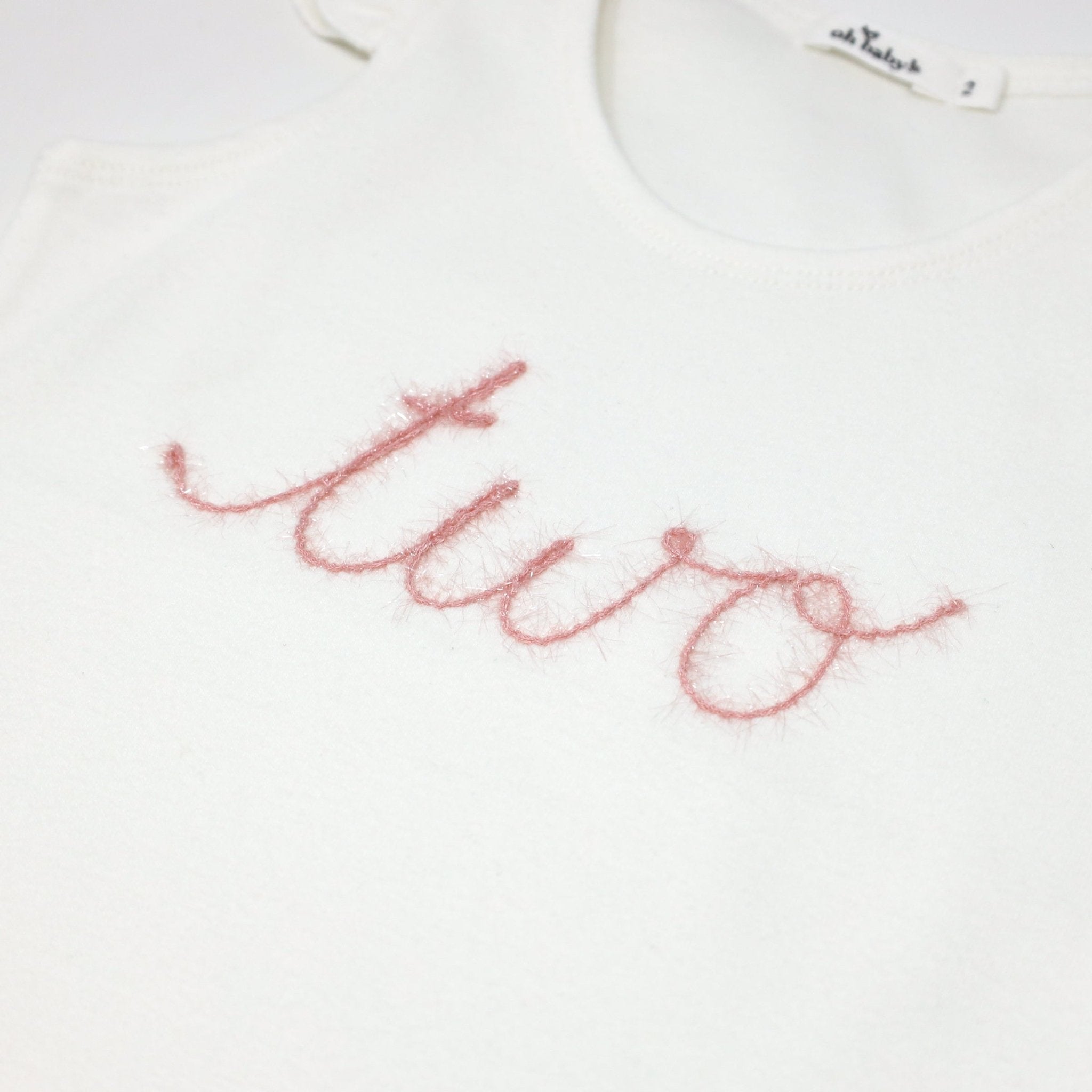 "two" Pink Embroidered Flutter Sleeve Tank - Joy