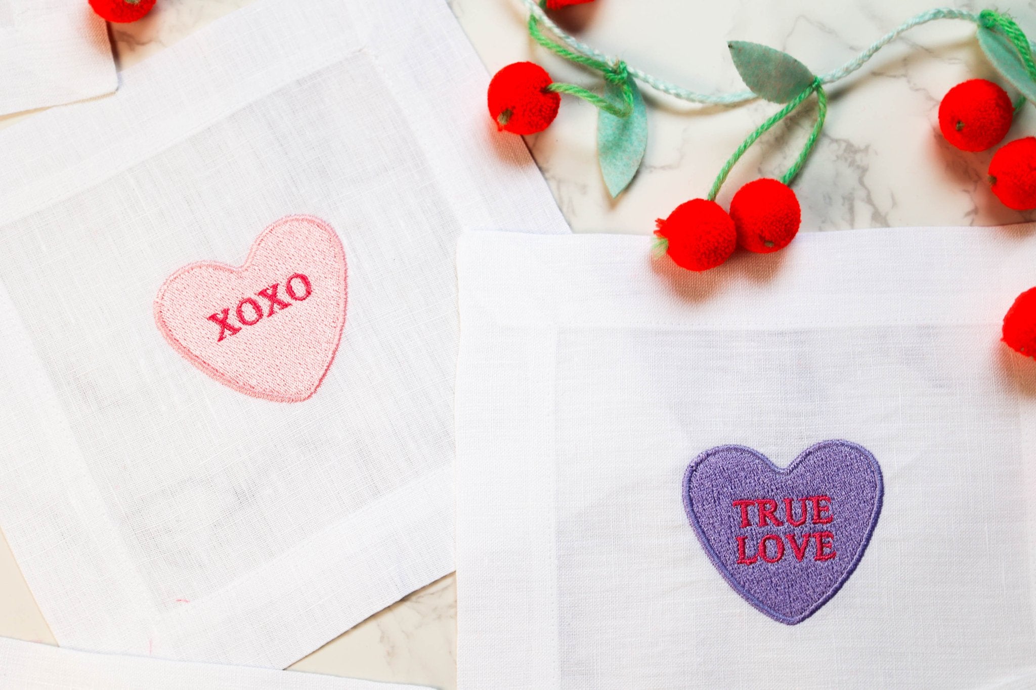 Valentines Heart Cocktail Napkins Set of 6 - Joy