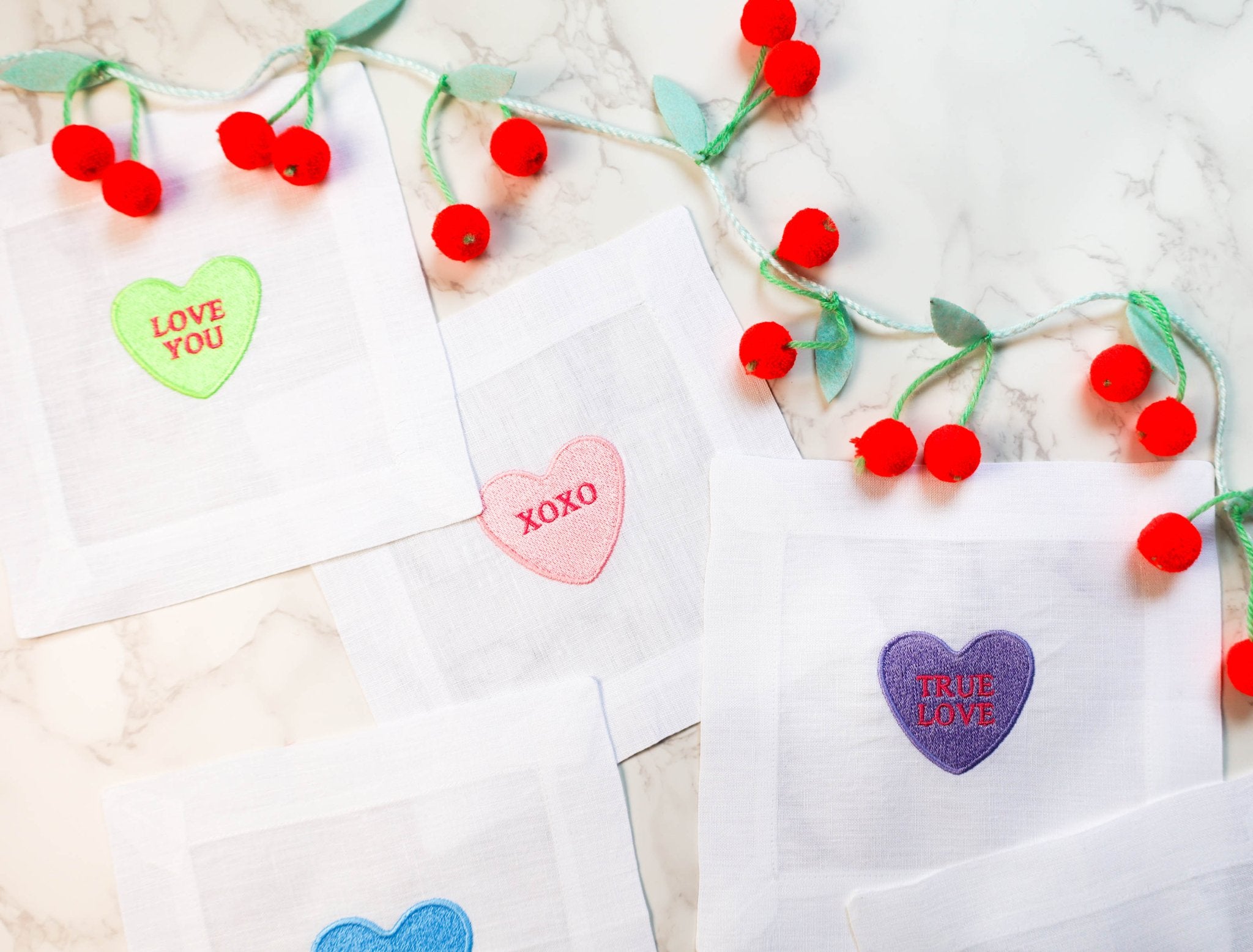 Valentines Heart Cocktail Napkins Set of 6 - Joy