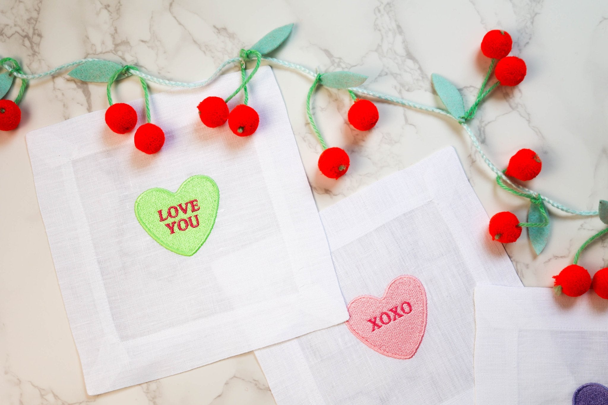 Valentines Heart Cocktail Napkins Set of 6 - Joy