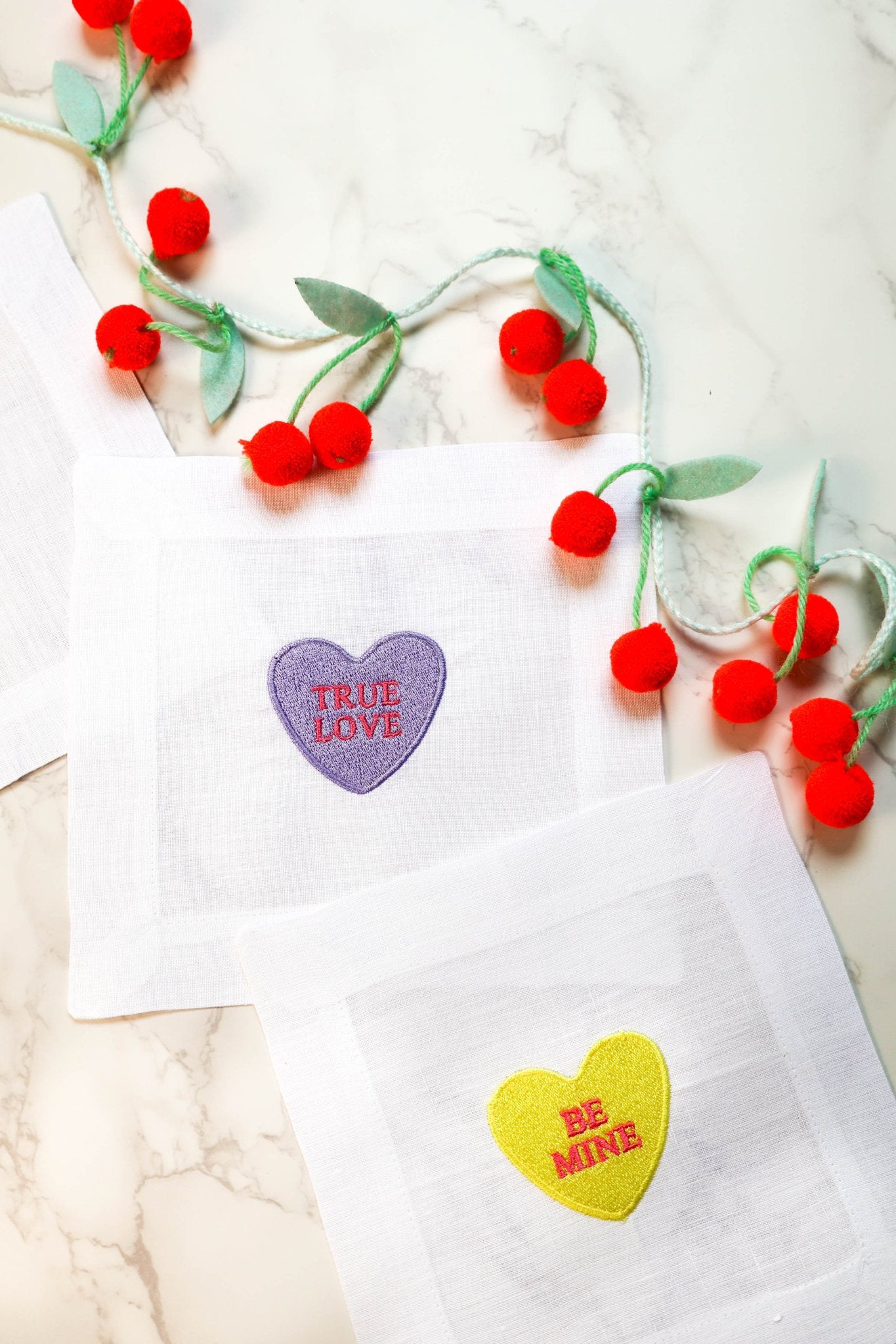 Valentines Heart Cocktail Napkins Set of 6 - Joy