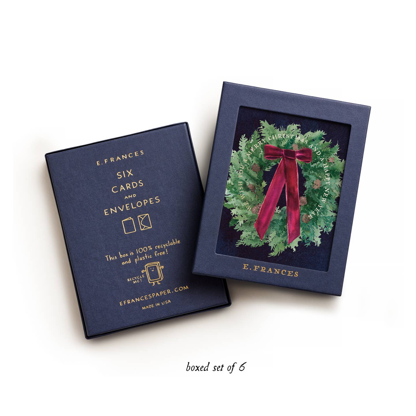 Velvet Bow Wreath Boxed Card Set - Joy Gift Shoppe