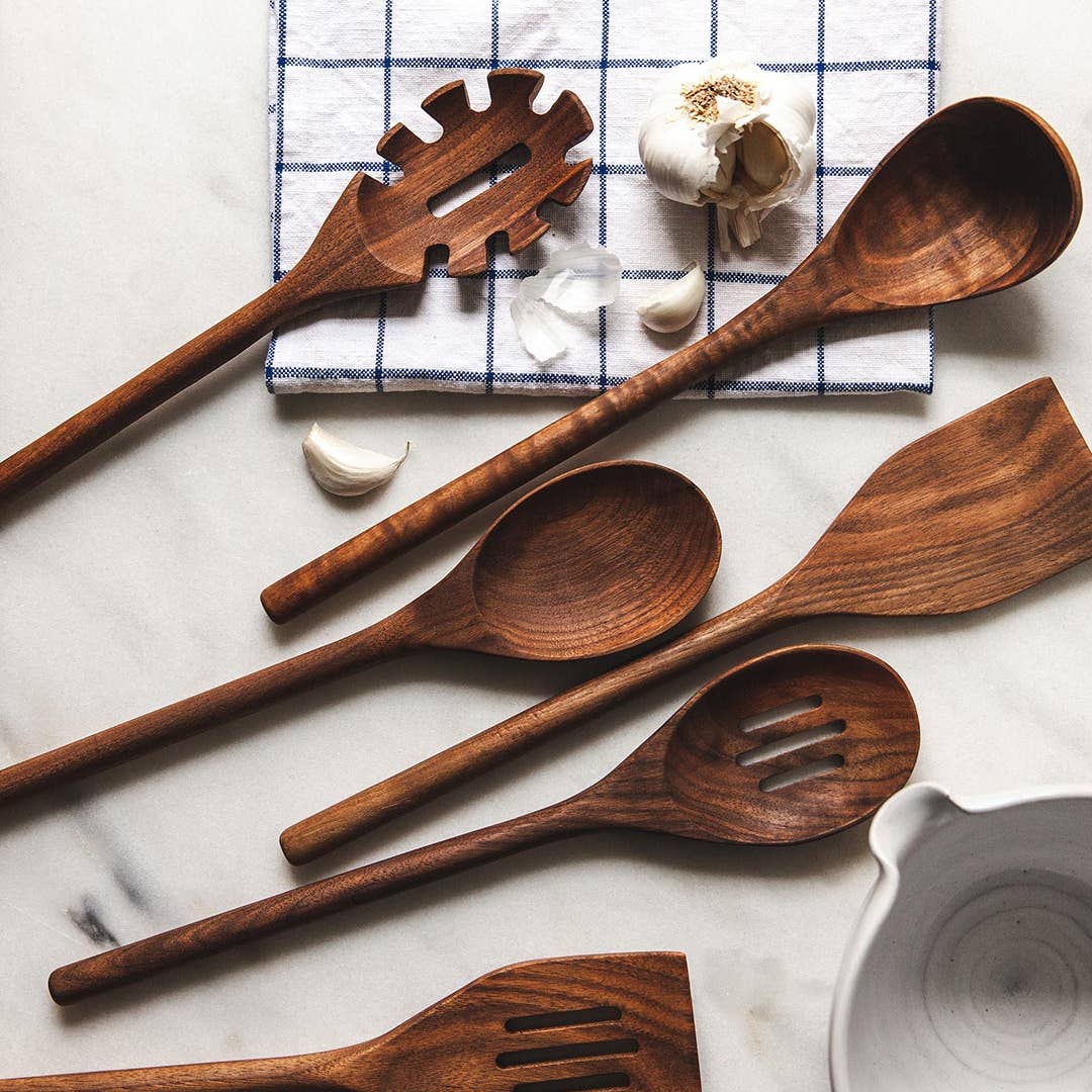 Walnut Essential Kitchen Utensils - Set of 6 - Joy