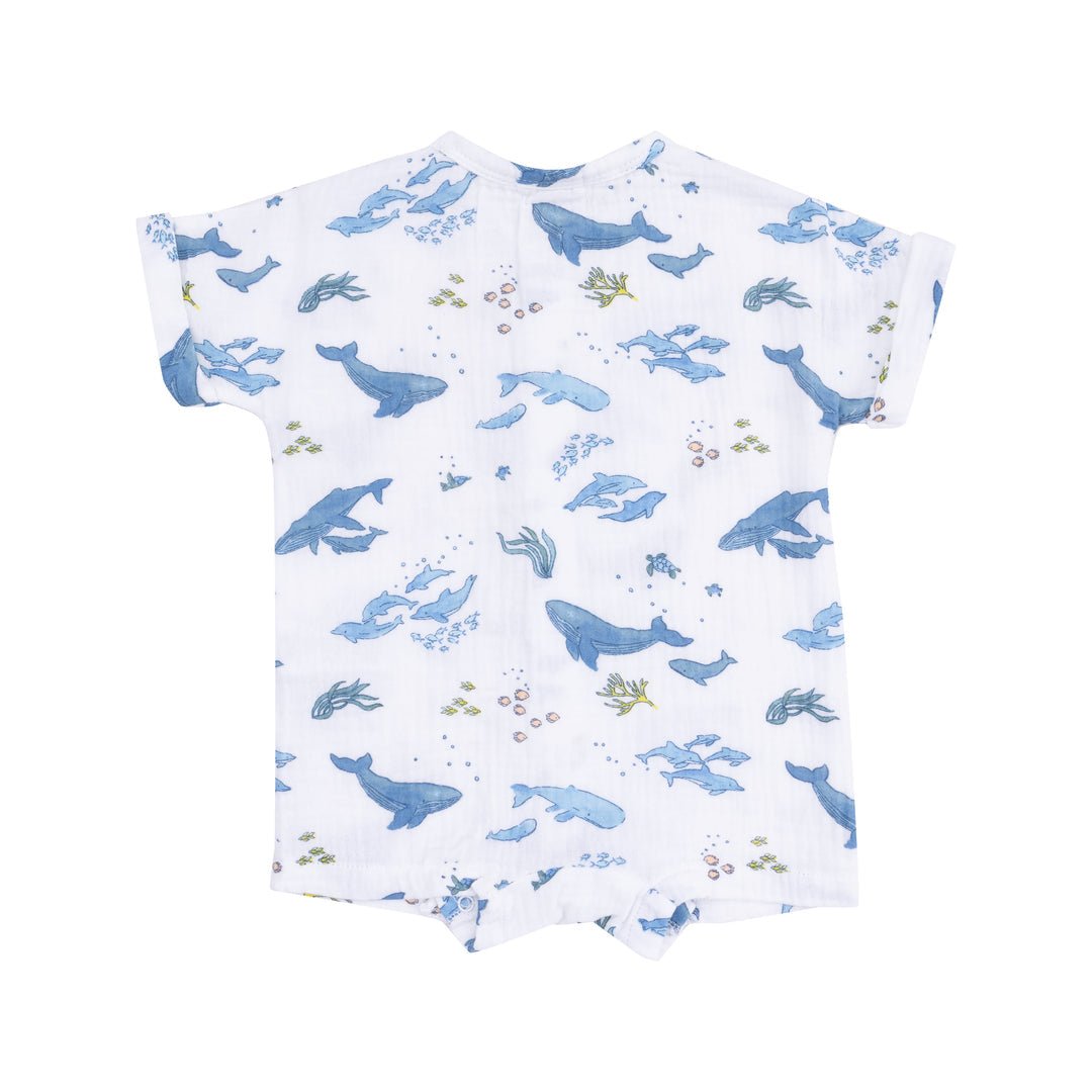 Watercolor Blue Whales Dolman Henley Shortall - Joy